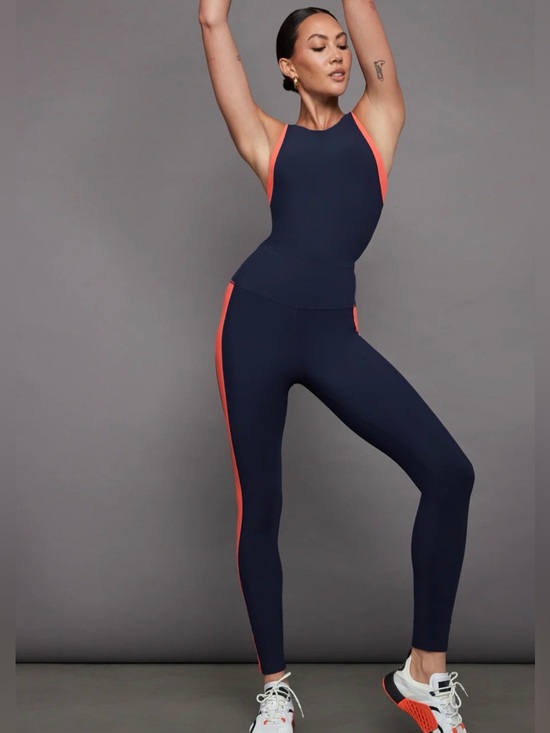 Carbon38 Pants - Carbon38 Navy and Orange High-Waist Legging & Crop Tank Set ✨